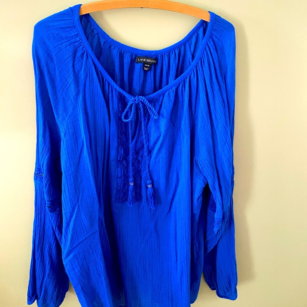 Lane Bryant Blue Peasant Top, size 26/28